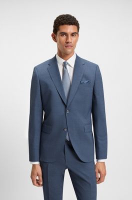 Regular-fit suit in patterned stretch cloth, Dark Blue