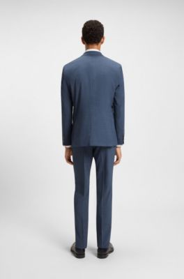 Regular-fit suit in patterned stretch cloth, Dark Blue