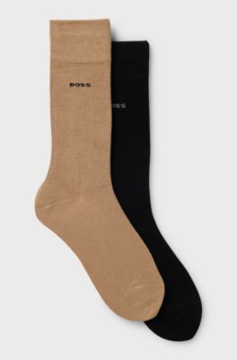 Two-pack of regular-length bamboo-blend socks, Black / Beige
