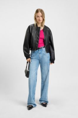 Ribbed-knit top with cutout details, Pink