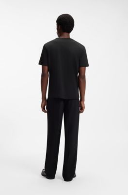 Cotton-jersey T-shirt with logo and animal graphic, Black