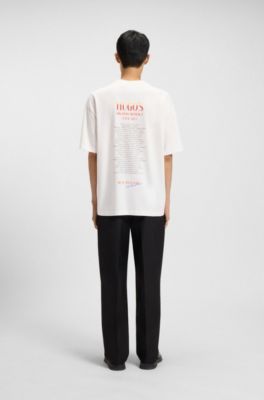 Oversized-fit T-shirt in cotton with dog graphics, Natural