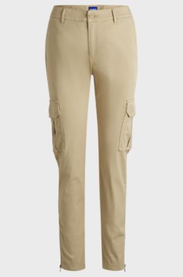 スリムフィット カーゴパンツ ストレッチコットン, ライトベージュ