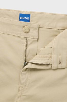 Slim-fit cargo trousers in stretch cotton, Light Beige