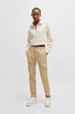 Slim-fit cargo trousers in stretch cotton, Light Beige