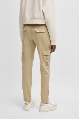 Slim-fit cargo trousers in stretch cotton, Light Beige