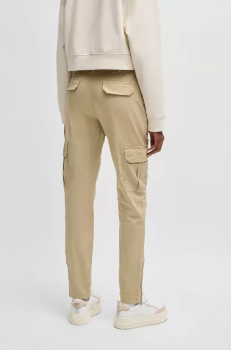 Slim-fit cargo trousers in stretch cotton