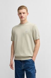 Knit T-shirt in cotton and cashmere, Light Beige