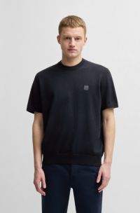 Knit T-shirt in cotton and cashmere, Dark Blue