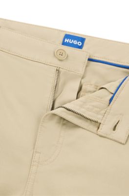 Flared-leg trousers in stretch cotton, Light Beige