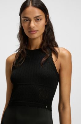 Knitted dress with contrast-fabric skirt, Black