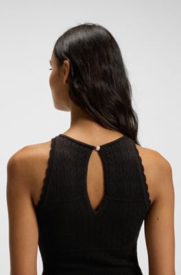 Knitted dress with contrast-fabric skirt, Black