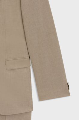 Three-piece extra-slim-fit suit with micro structure, Light Brown