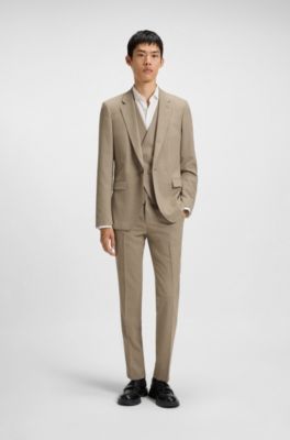 Costume trois pi&egrave;ces Extra Slim &agrave; micro structure, Brun chin&eacute;