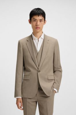 마이크로 스트럭처 엑스트라 슬림 핏 쓰리피스 수트, 라이트 브라운