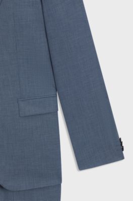 Driedelig extra slim-fit pak met microstructuur, Donkerblauw