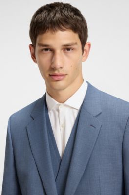 Driedelig extra slim-fit pak met microstructuur, Donkerblauw