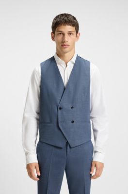 Three-piece extra-slim-fit suit with micro structure, Dark Blue