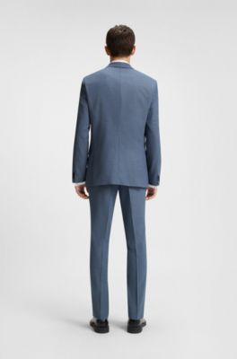 Driedelig extra slim-fit pak met microstructuur, Donkerblauw