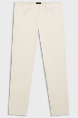 Maine regular-fit trousers in stretch-cotton twill, Natural