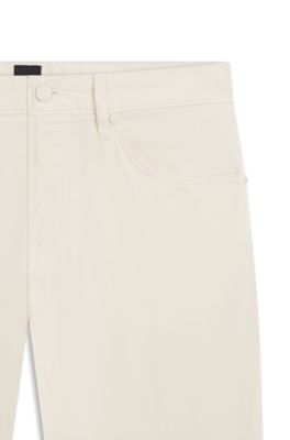 Maine regular-fit trousers in stretch-cotton twill, Natural
