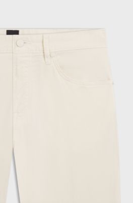 Maine regular-fit trousers in stretch-cotton twill, Natural