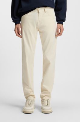Maine regular-fit trousers in stretch-cotton twill, Natural