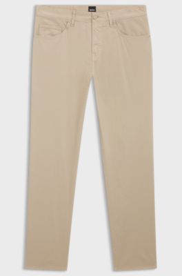 Maine regular-fit trousers in stretch-cotton twill, Light Beige