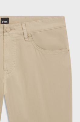 Maine regular-fit trousers in stretch-cotton twill, Light Beige