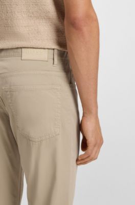 Maine regular-fit trousers in stretch-cotton twill, Light Beige