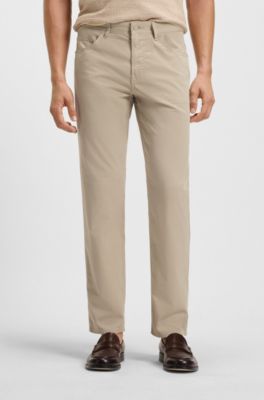 Maine regular-fit trousers in stretch-cotton twill, Light Beige
