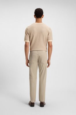 Maine regular-fit trousers in stretch-cotton twill, Light Beige
