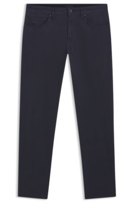 Maine regular-fit trousers in stretch-cotton twill, Dark Blue