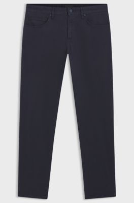 Maine regular-fit trousers in stretch-cotton twill, Dark Blue