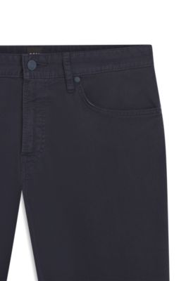 Maine regular-fit trousers in stretch-cotton twill, Dark Blue