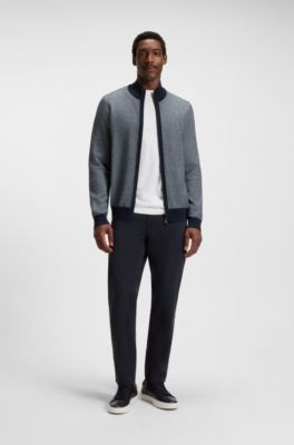 Maine regular-fit trousers in stretch-cotton twill, Dark Blue