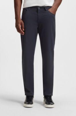 Maine regular-fit trousers in stretch-cotton twill, Dark Blue