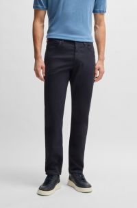 Maine regular-fit trousers in stretch-cotton twill, Dark Blue