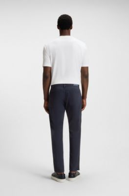 Maine regular-fit trousers in stretch-cotton twill, Dark Blue
