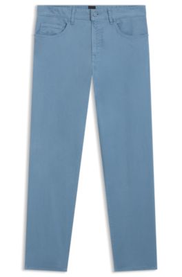 Maine regular-fit trousers in stretch-cotton twill, Light Blue
