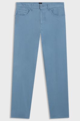 Maine regular-fit trousers in stretch-cotton twill, Light Blue