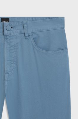 Maine regular-fit trousers in stretch-cotton twill, Light Blue