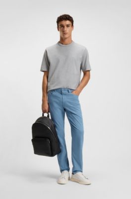 Maine regular-fit trousers in stretch-cotton twill, Light Blue