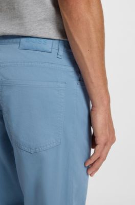 Maine regular-fit trousers in stretch-cotton twill, Light Blue
