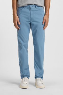 Maine regular-fit trousers in stretch-cotton twill, Light Blue