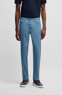 Regular-Fit Maine Hose aus elastischem Baumwoll-Twill, Hellblau