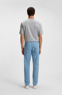 Maine regular-fit trousers in stretch-cotton twill, Light Blue