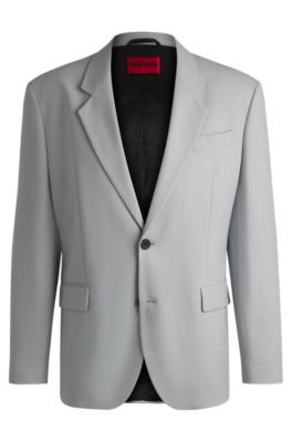 Modern-fit jacket in stretch twill with full lining, Light Grey