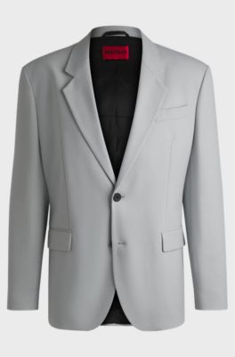Modern-fit jacket in stretch twill with full lining, Light Grey