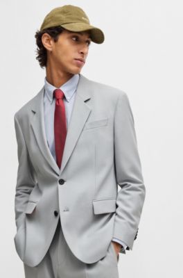 Modern-fit jacket in stretch twill with full lining, Light Grey